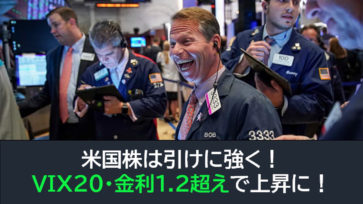 米国株は引けに強く！VIXが20台・金利1.2超えで上昇に！