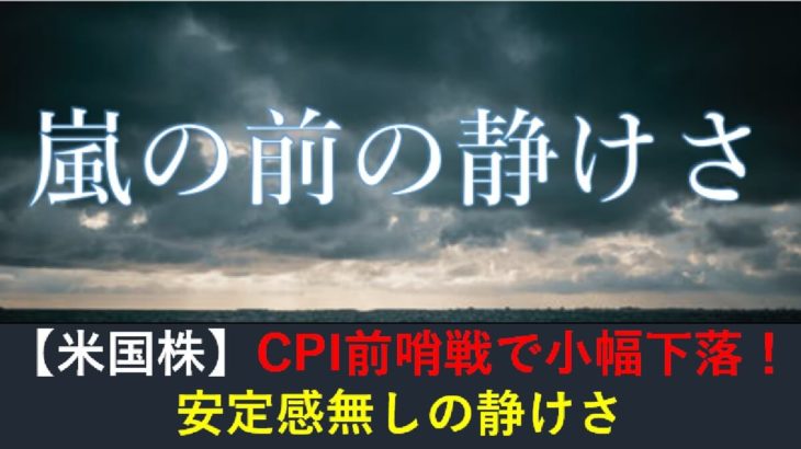 【米国株】CPI前哨戦で小幅下落！安定感無しの嵐の前の静けさ