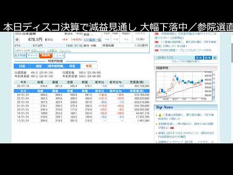 株見るだけ。ディスコ大幅下落中（動画）