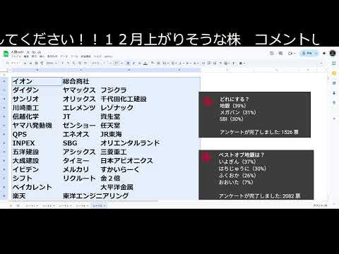最強の株 2銘柄選ぶLIVE 12月版（動画）