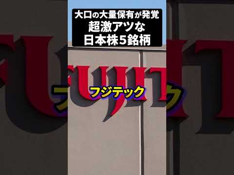 大口の大量保有が発覚超激アツな日本株５銘柄（動画）