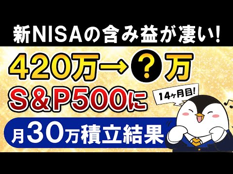 【含み益が凄い】新NISAでeMAXIS Slim米国株式(S&P500)に月30万積立したらいくら増えた？【14ヶ月目で元本420万】（動画）