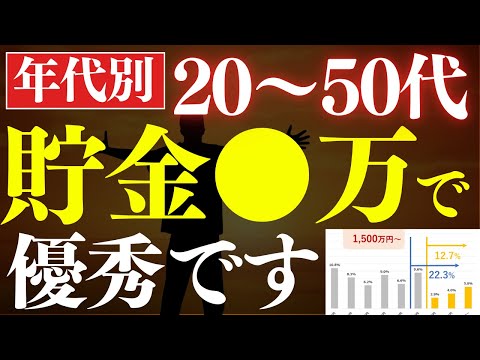 【20代～50代】貯金額は●万円で、超優秀です…！年代別の平均貯金額・中央値はいくら？（動画）
