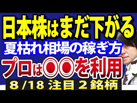 【プロの稼ぎ方】夏枯れ相場本番で、日本株は秋まで下がる？（動画）