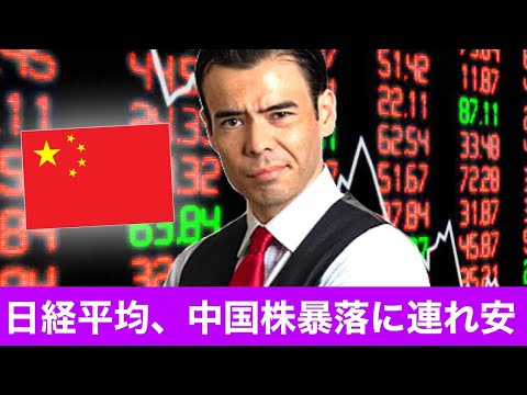 日経平均、中国株暴落に連れ安（動画）